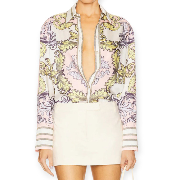 Alice + Olivia  Lane Button Down Filligree Day Dreamer Oversized Shirt Size Med - Picture 6 of 10